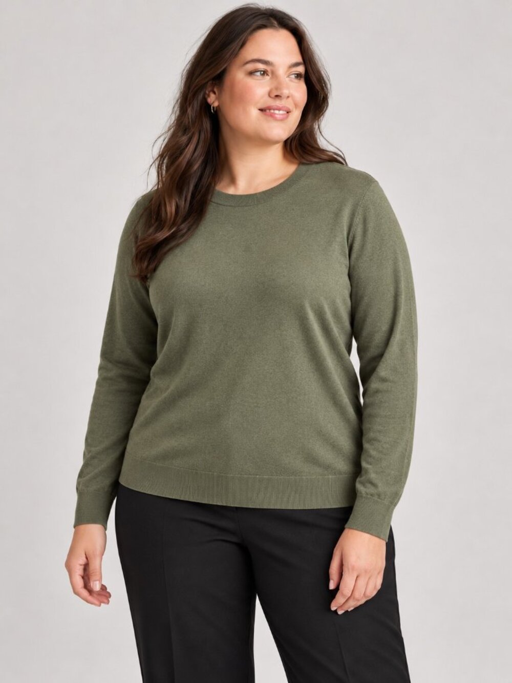 Quince Olive Lightweight Cotton Cashmere Crewneck Sweater Womens 2X